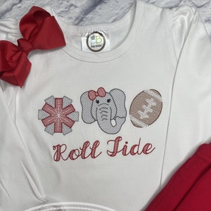 Girls Football Embroidered Shirt / Girls  Alabama Football Outfit / Kids Embroidered Shirt / Girls Roll Tide Shirt / Girls Bama Shirt