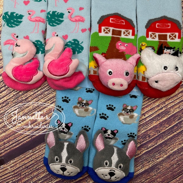 Cozy Colorful Non-Skid Socks / Christmas Stocking Stuffers / Kids Whimsical Socks / Toddler Slipper Socks