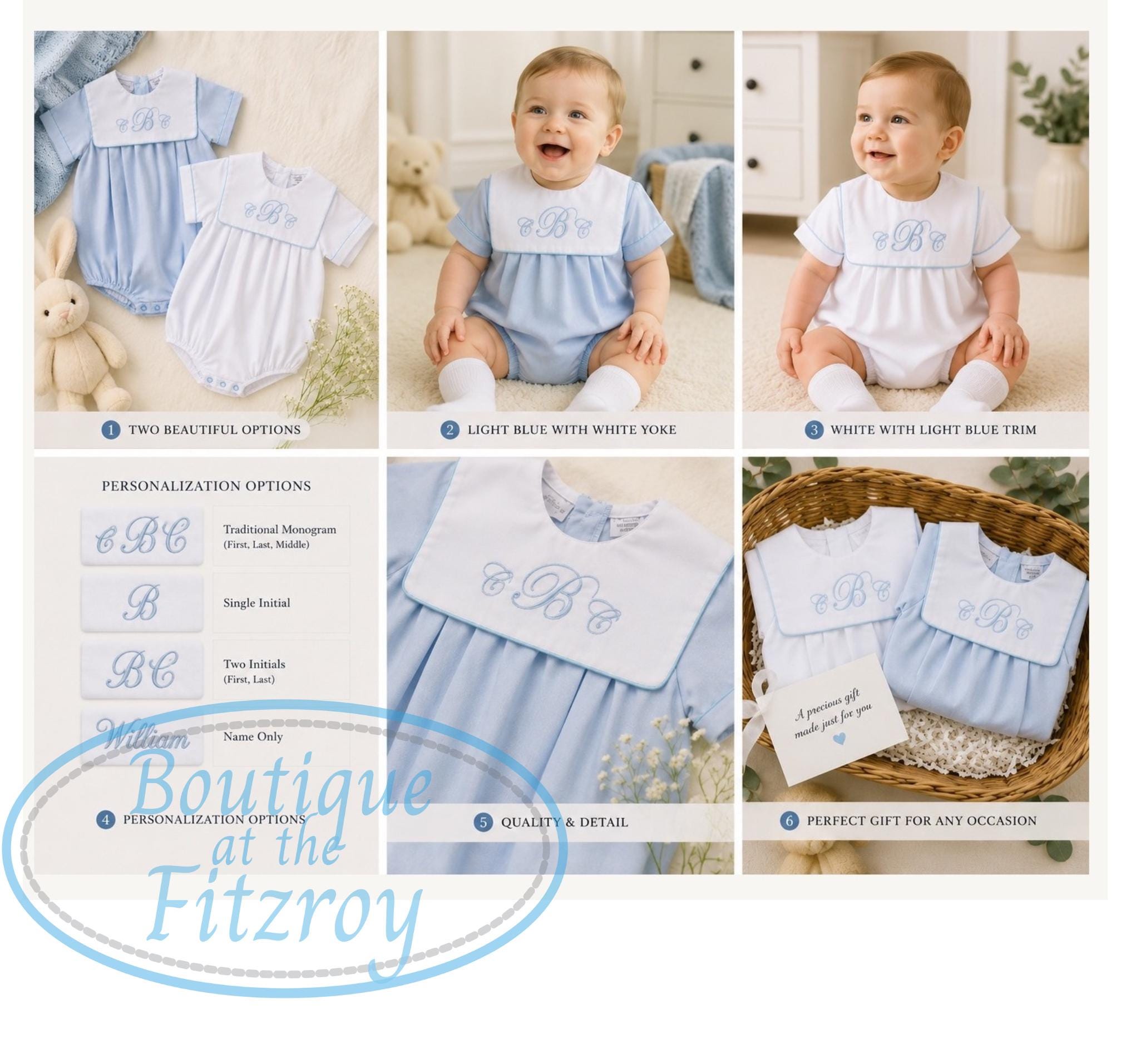 Personalized Boys Bubble Romper | Monogram Baby Boy Outfit | Heirloom ...