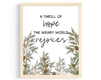 A Thrill Of Hope Art Print, Christmas Decor, Wall Art, Wall Print, Christian Art, Rustic Holiday Decor, Christian wall Hanging