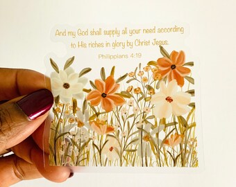 God Shall Supply - Bible verse sticker, Clear sticker,  Christian sticker