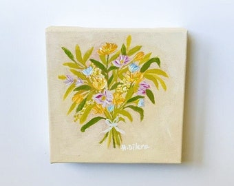 Acrylic Floral Painting  on Canvas, Small flower Painting