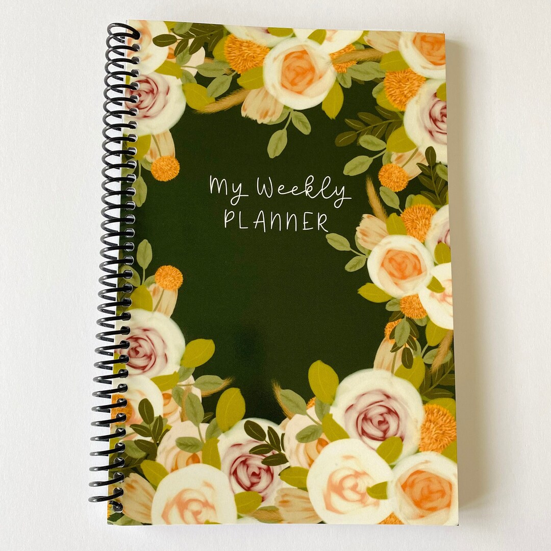Undated Weekly Planner, Soft Cover Open Dated Daily Planner, Floral
