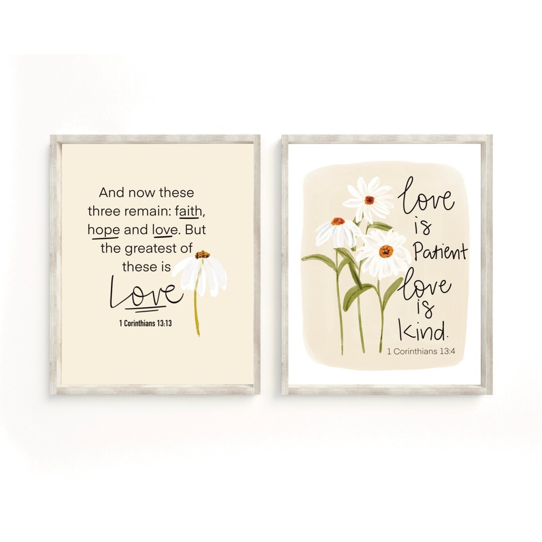 Bible Verse Art Print, Love is Patient , Set of 2 Poster Prints, Wall ...