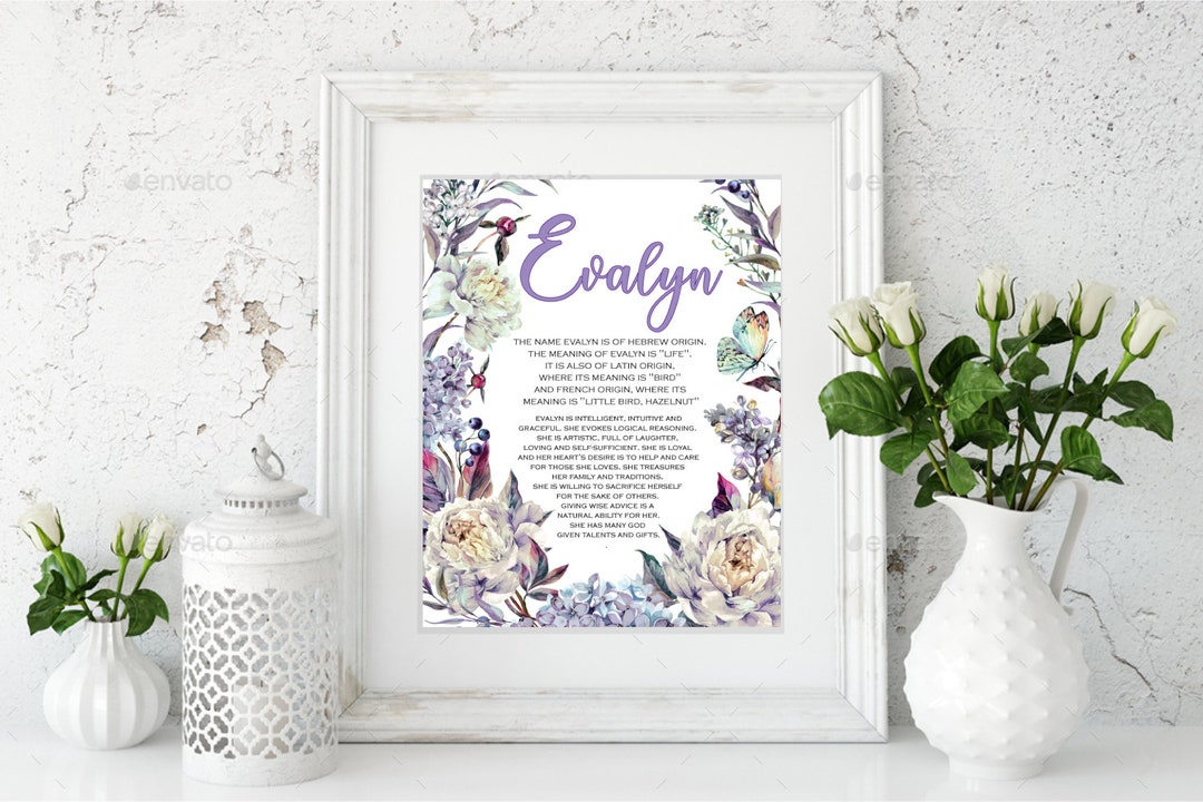 Custom Personalized Art Printable Gift Name Meaning Baby Shower Girl