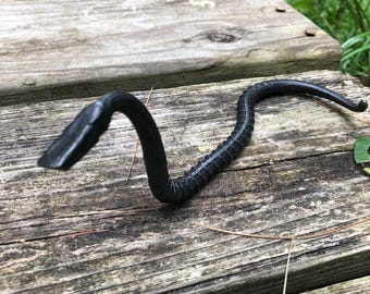 Hand Forged Garden Snake Figurine: Repurposed Metal Art