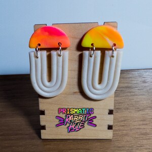 Neon Sunset Geometric Clay Earrings