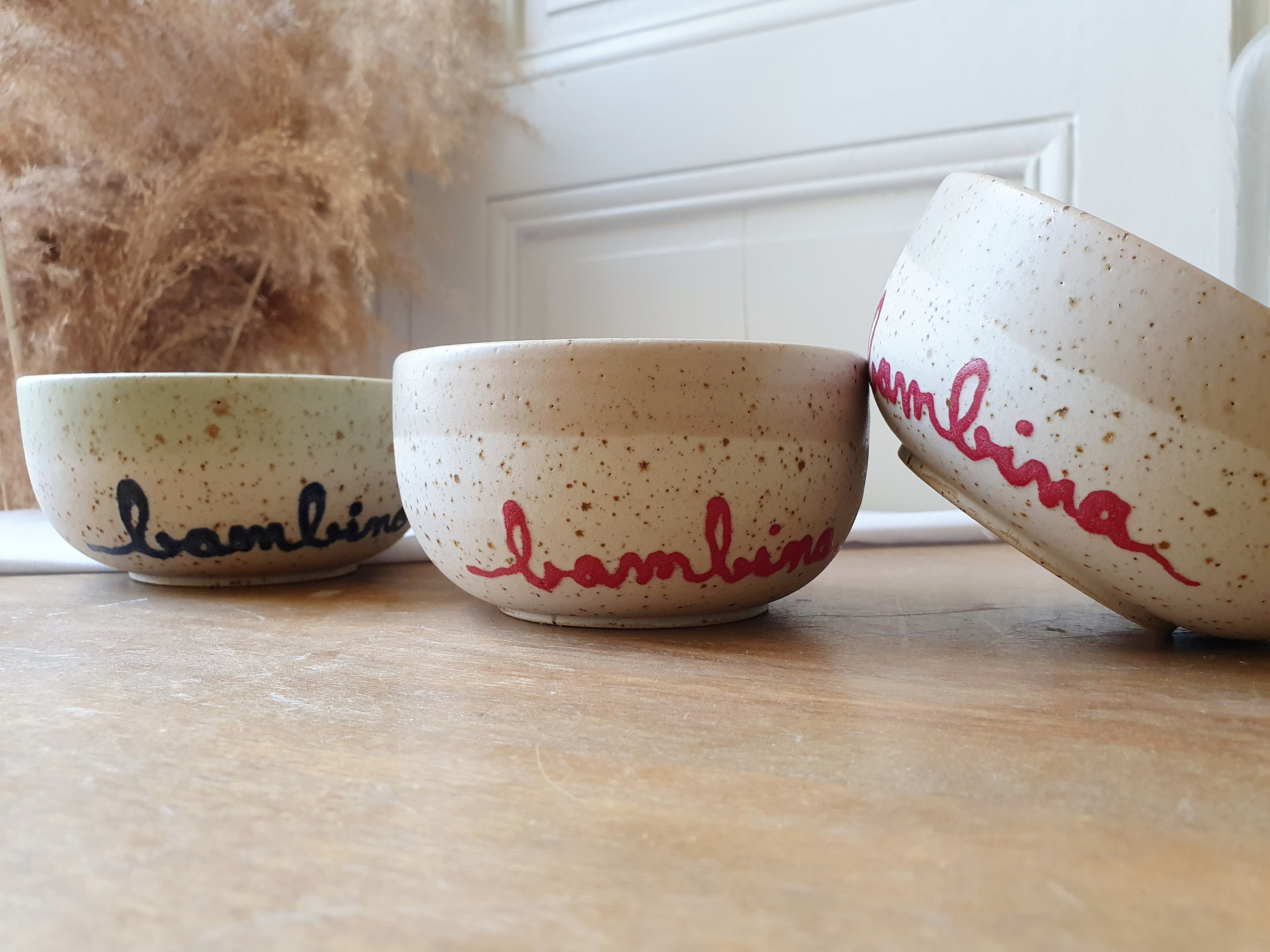 Bols Bambino et Bambina en Grés Blanc Pyrité