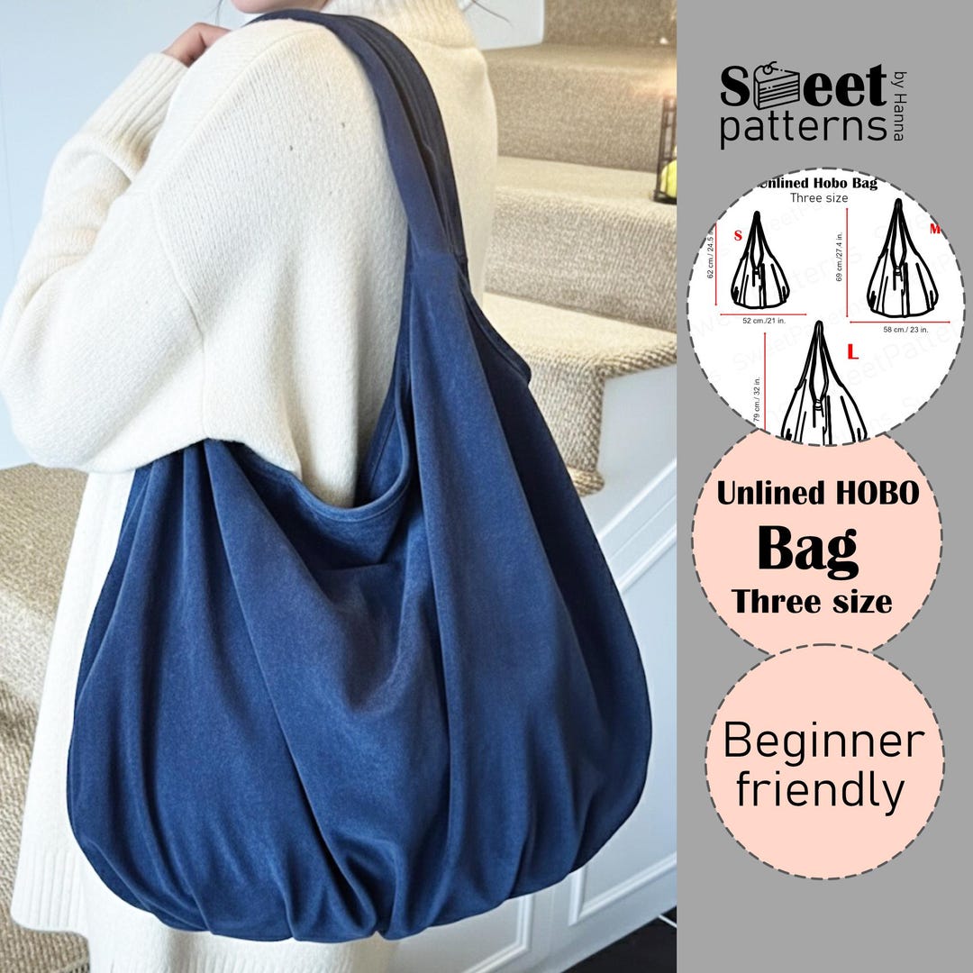 Boho Hobo Bag Sewing Pattern PDF , Photo Tutorial, Three Size, Umlined ...