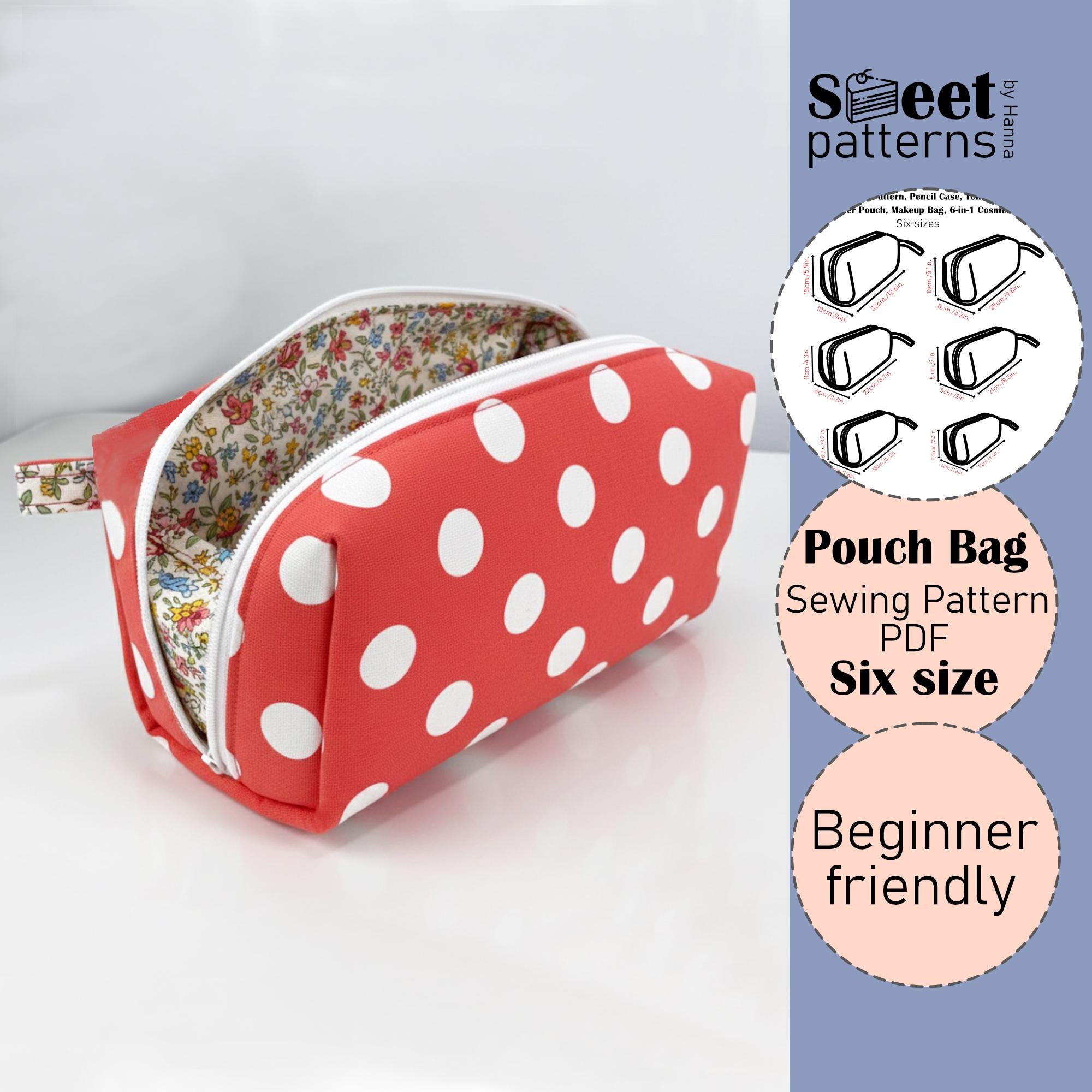 Zipper Pouch Bag Sewing Pattern PDF ,6 Sizes Classic Boxy Pouch PDF ...