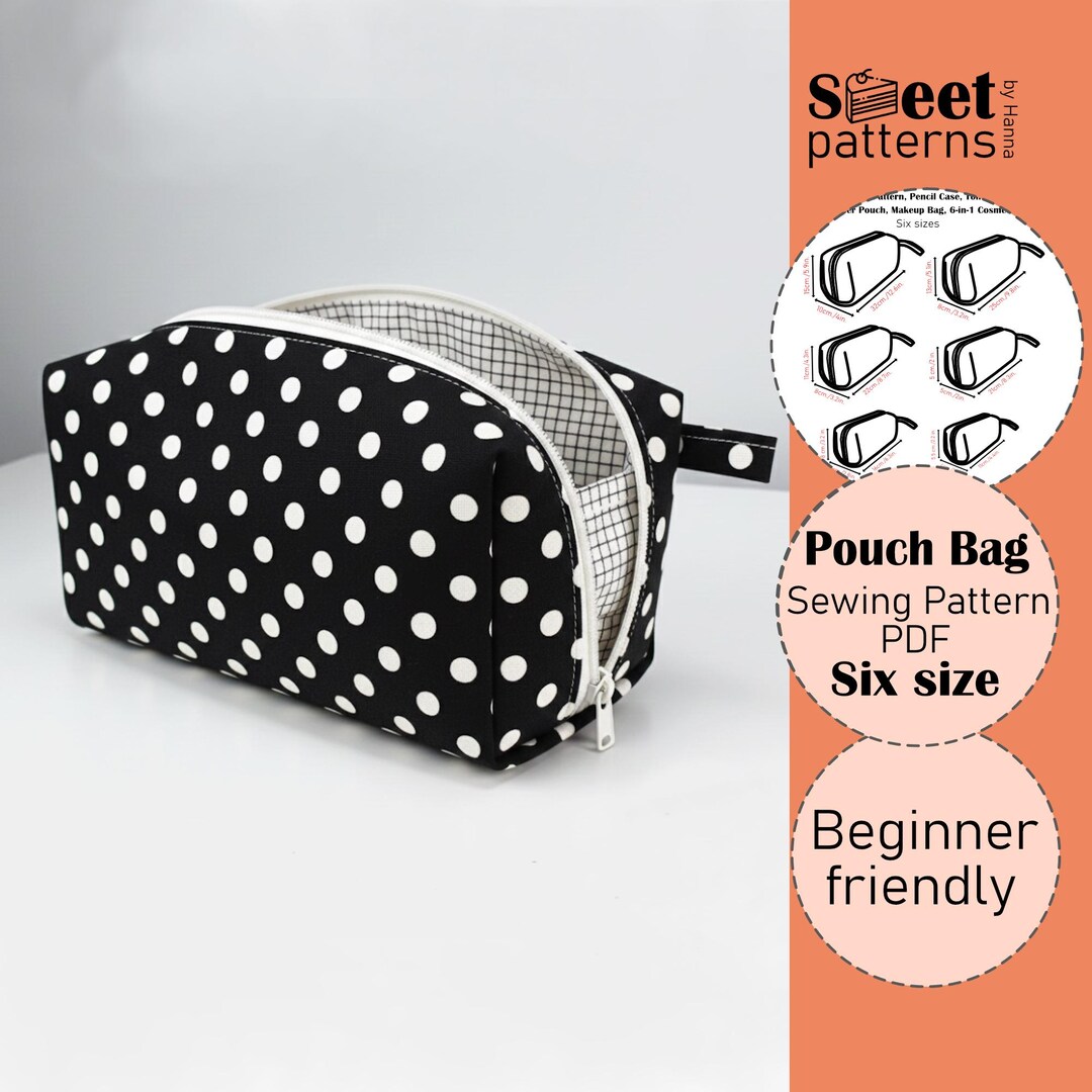 Zipper Pouch Bag Sewing Pattern PDF ,6 Sizes Classic Boxy Pouch PDF ...