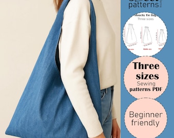 Boho Hobo Bag Schnittmuster PDF, Slouchy Tie Bag PDF Pattern
