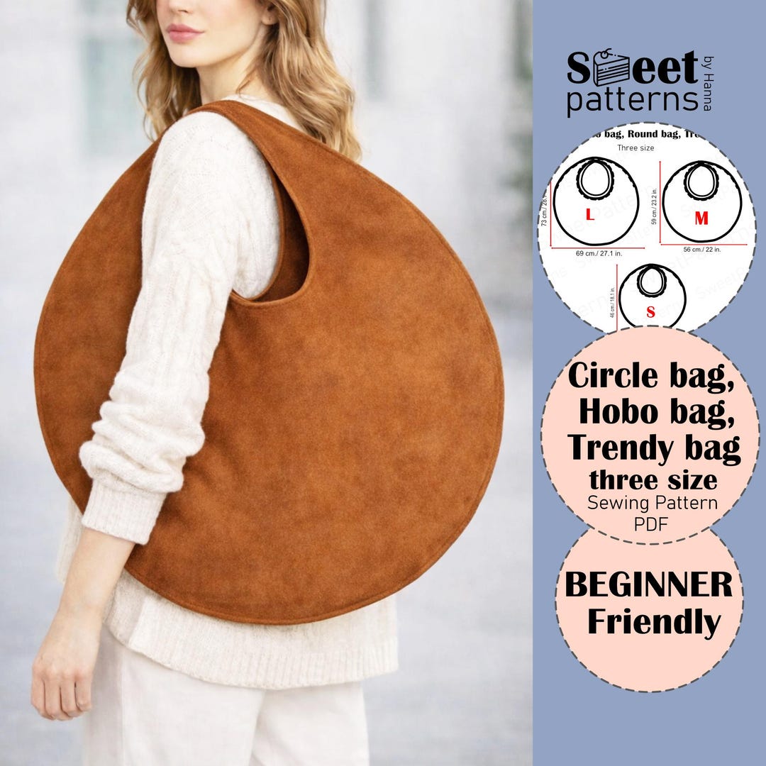Circle Boho Hobo Bag Sewing Pattern PDF , Photo Tutorial, Three Size ...
