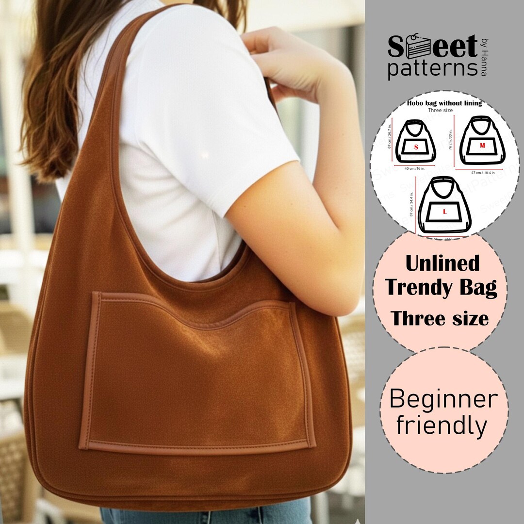 Boho Hobo Bag Sewing Pattern PDF , Photo Tutorial, Three Size, Unlined ...