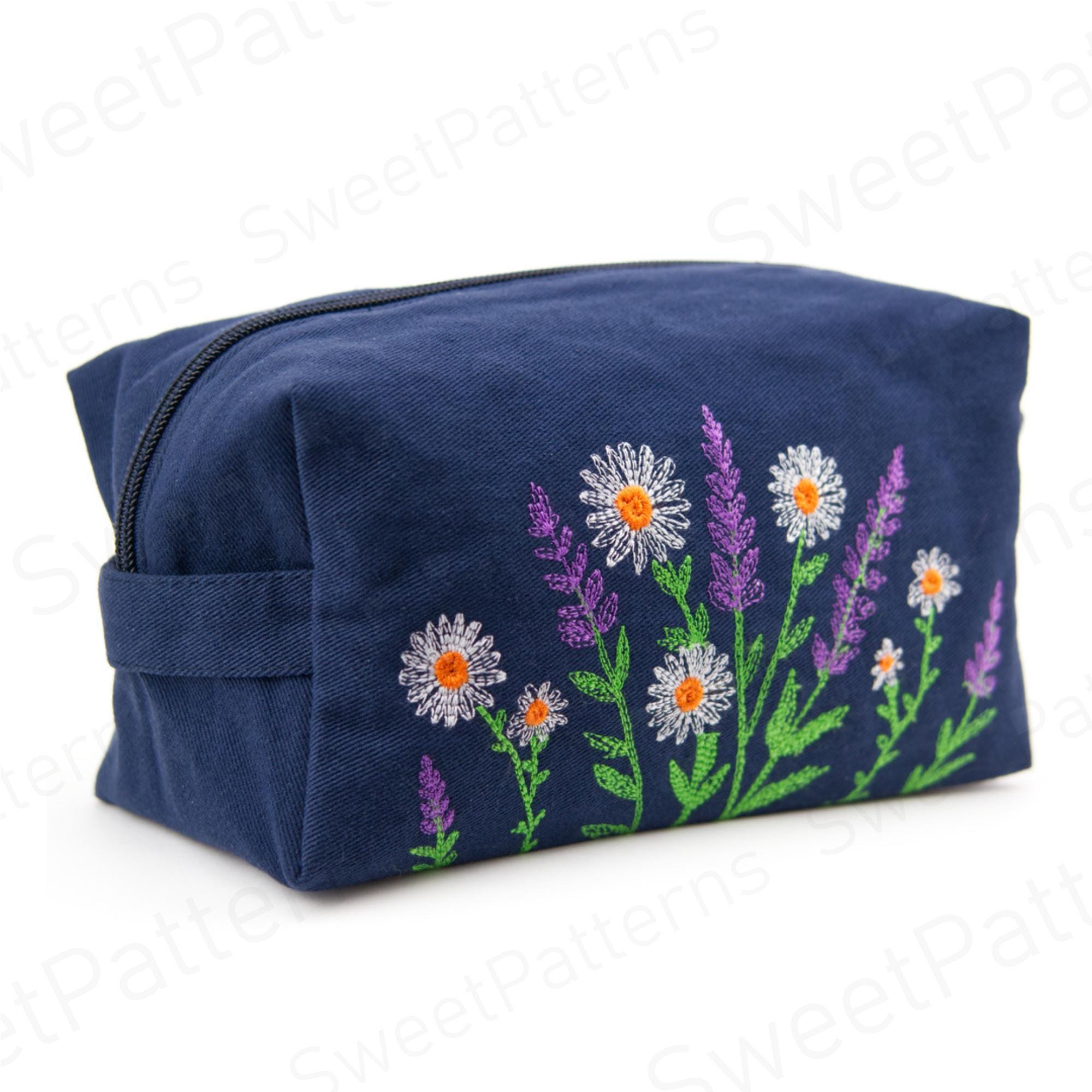 Cosmetic Pouch Sewing Pattern PDF With Embroidery, Makeup Bag PDF, 5 ...