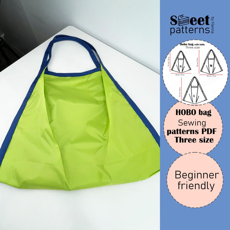 Boho Hobo Bag Sewing Pattern PDF With Folds, Three Size, Beginer ...