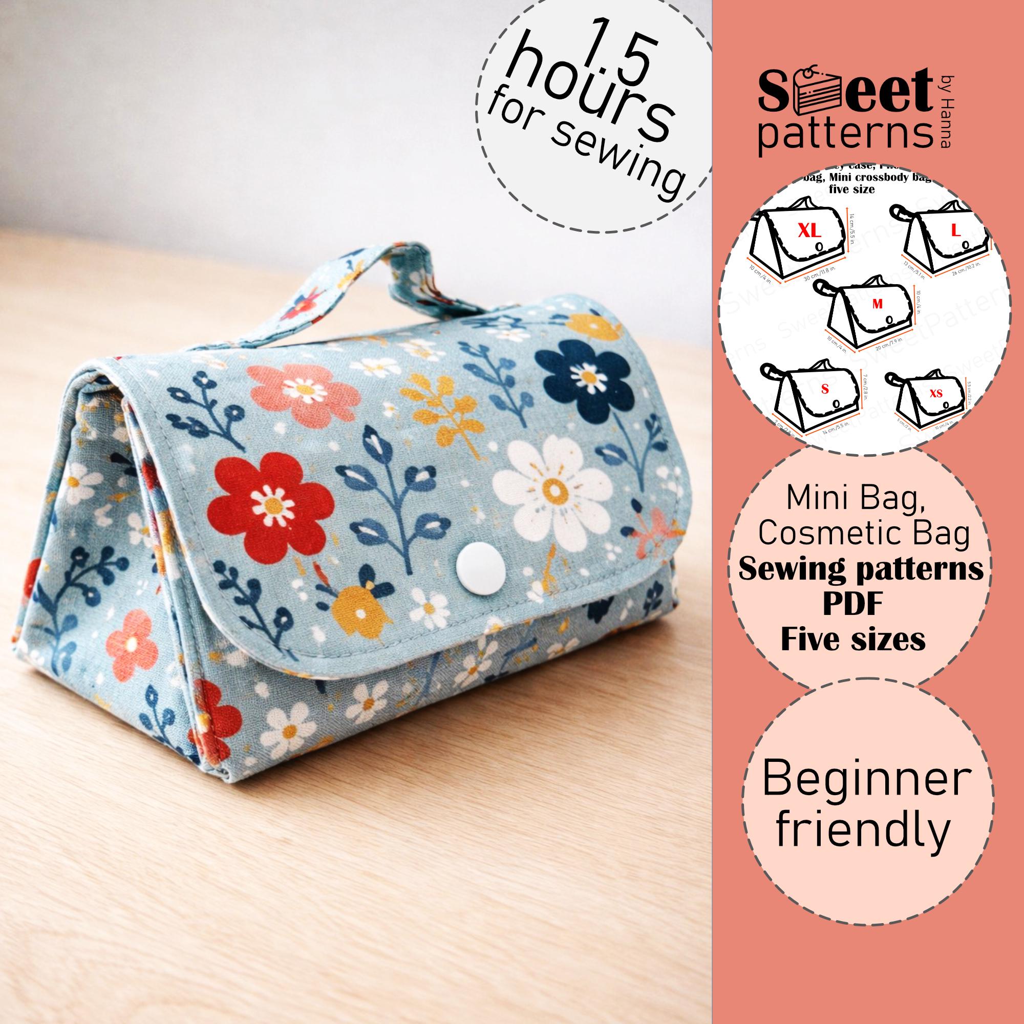 Mini Bag Sewing Pattern PDF ,5 Sizes, Cosmetic Bag, Clutch, Evening Bag ...