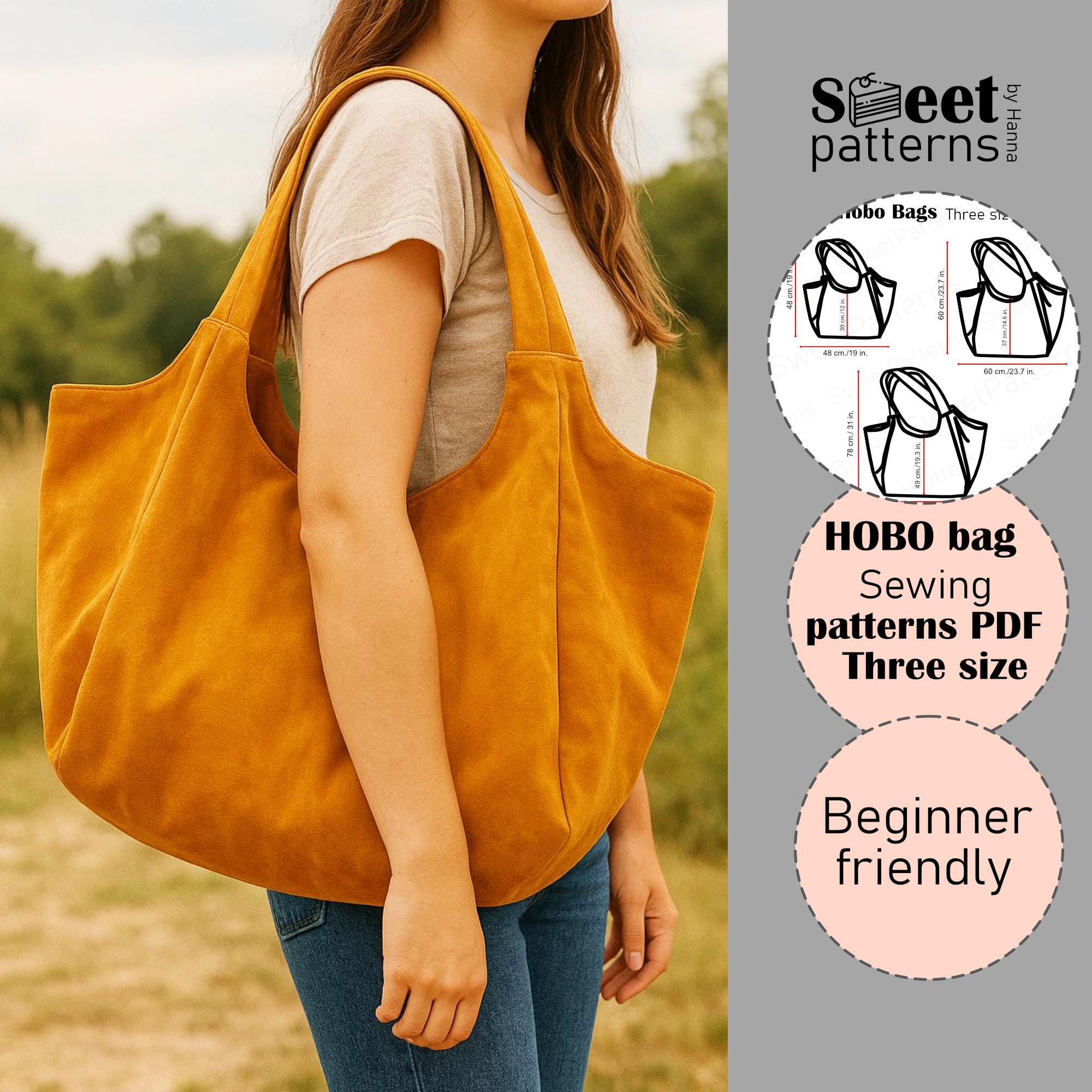Boho Hobo Bag Sewing Pattern PDF , Three Size, Photo Tutorial - Etsy