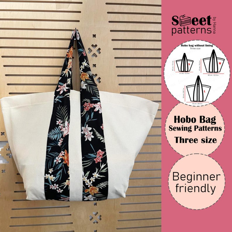 Boho Hobo Bag Sewing Pattern PDF , Photo Tutorial, Three Size, Unlined ...