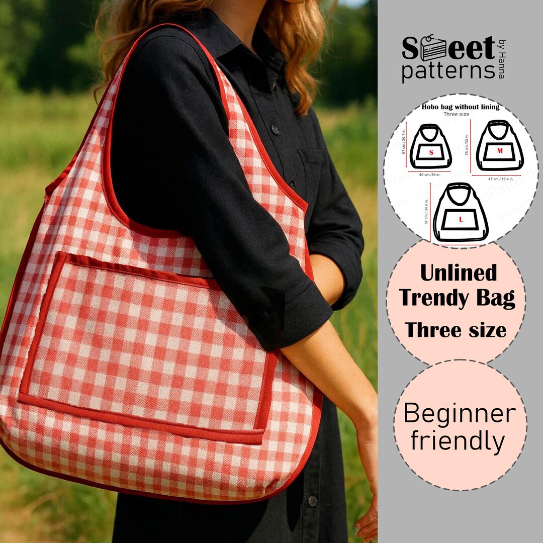 Boho Hobo Bag Sewing Pattern PDF , Photo Tutorial, Three Size, Unlined ...