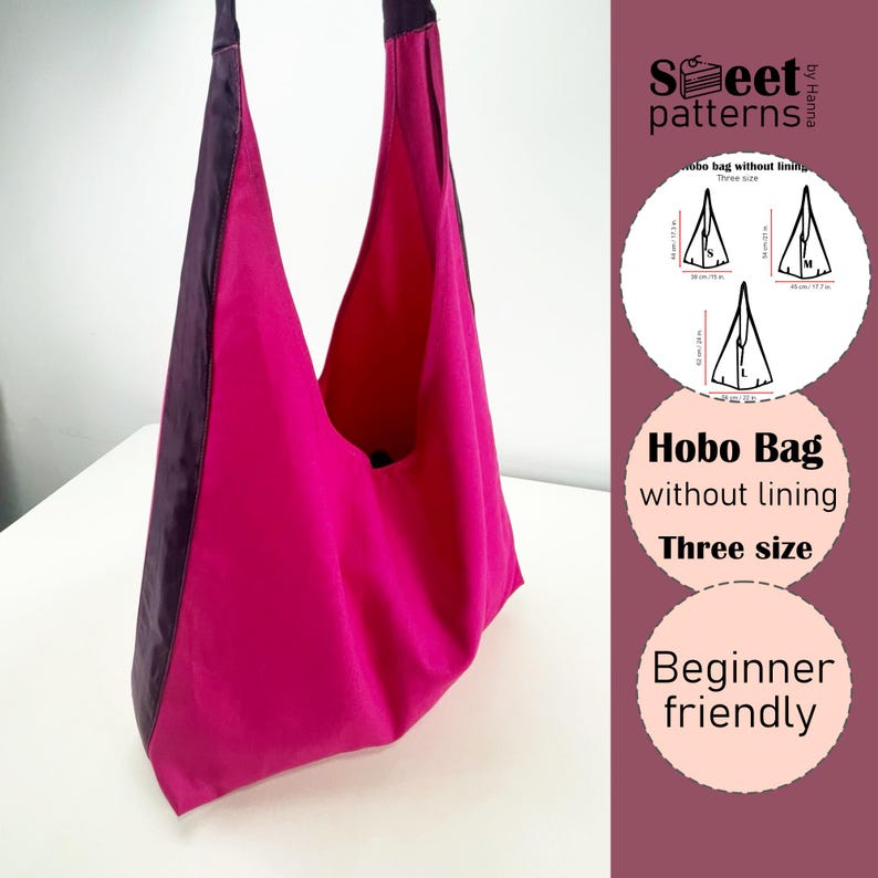 Boho Hobo Bag Sewing Pattern PDF , Photo Tutorial, Three Size, Bag ...