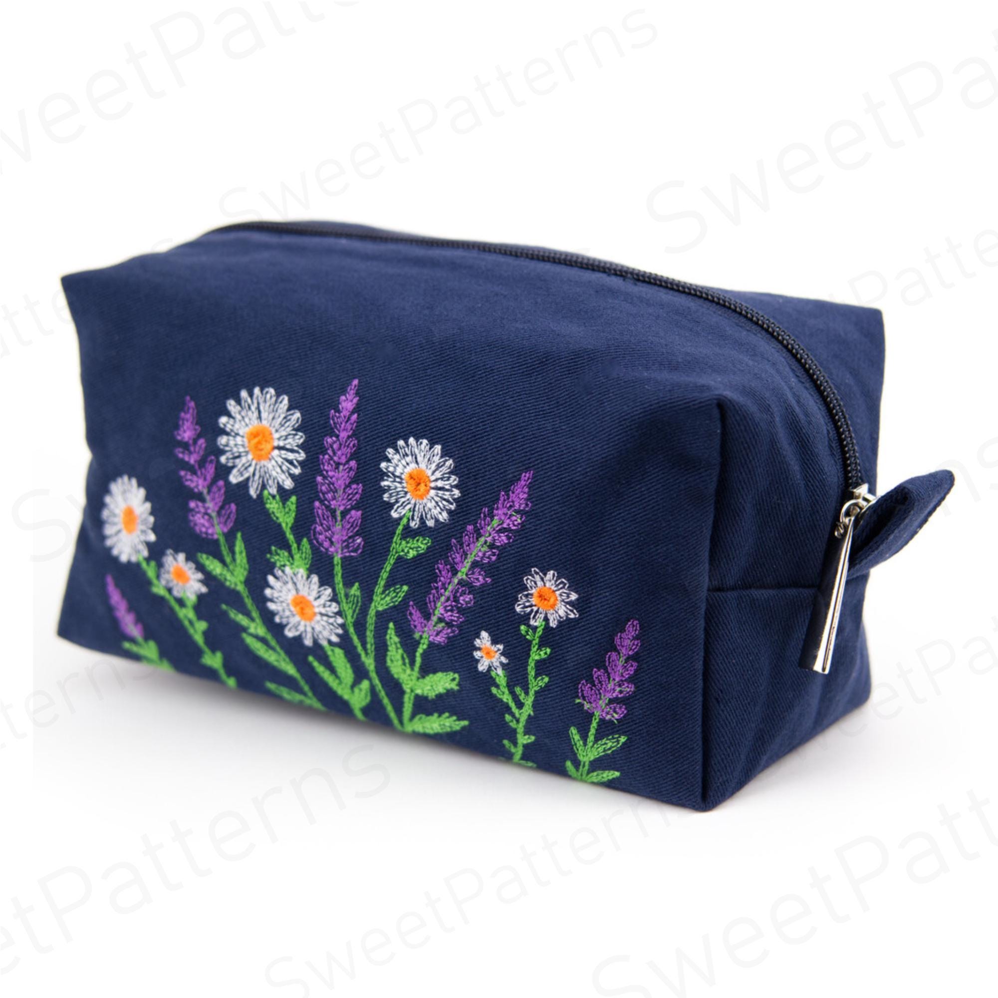 Cosmetic Pouch Sewing Pattern PDF With Embroidery, Makeup Bag PDF, 5 ...