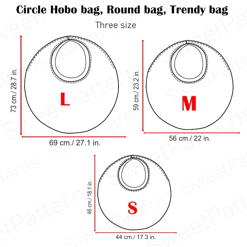 Circle Boho Hobo Bag Sewing Pattern PDF , Photo Tutorial, Three Size ...