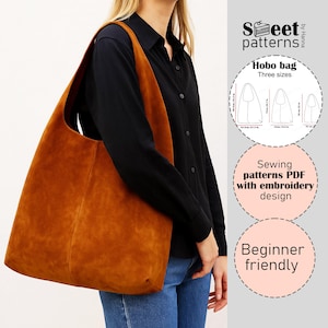 Boho Hobo Bag Sewing Pattern PDF , Photo Tutorial, Three size