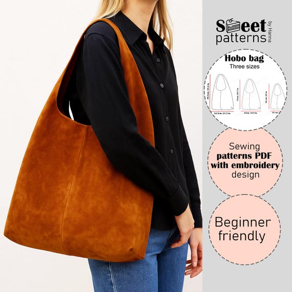 Boho Hobo Bag Sewing Pattern PDF , Photo Tutorial, Three size