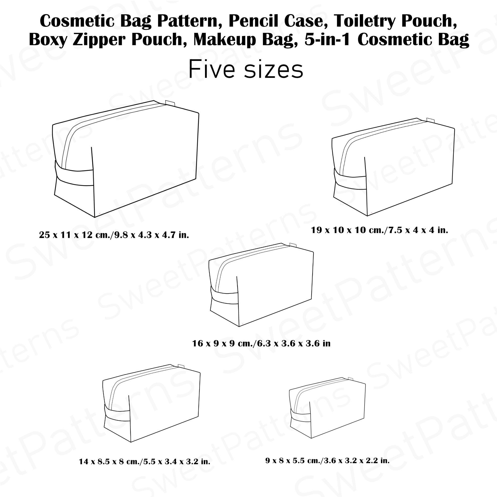 Cosmetic Pouch Sewing Pattern PDF, 5 Sizes Classic Boxy Pouch PDF Sewing Pattern, Zipper box bag for beginners, Video Tutorial