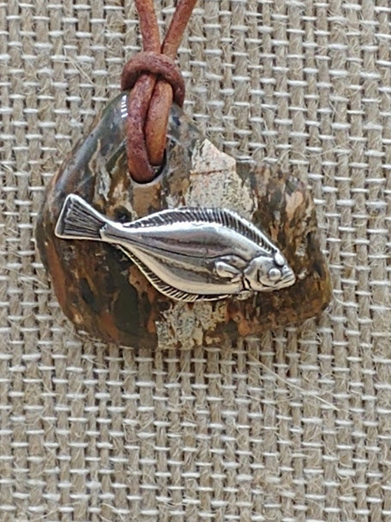 Desert Jasper Necklace with halibut charm