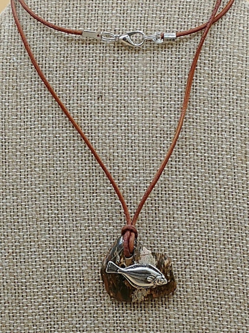Desert Jasper Necklace with halibut charm