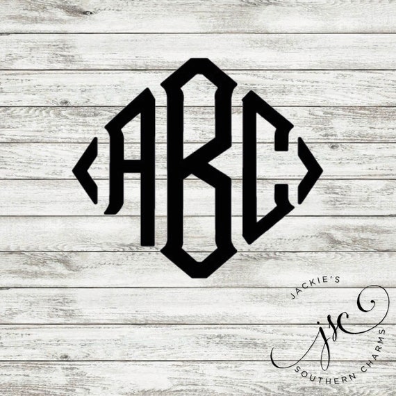 Diamond Monogram Vinyl Decal - Etsy
