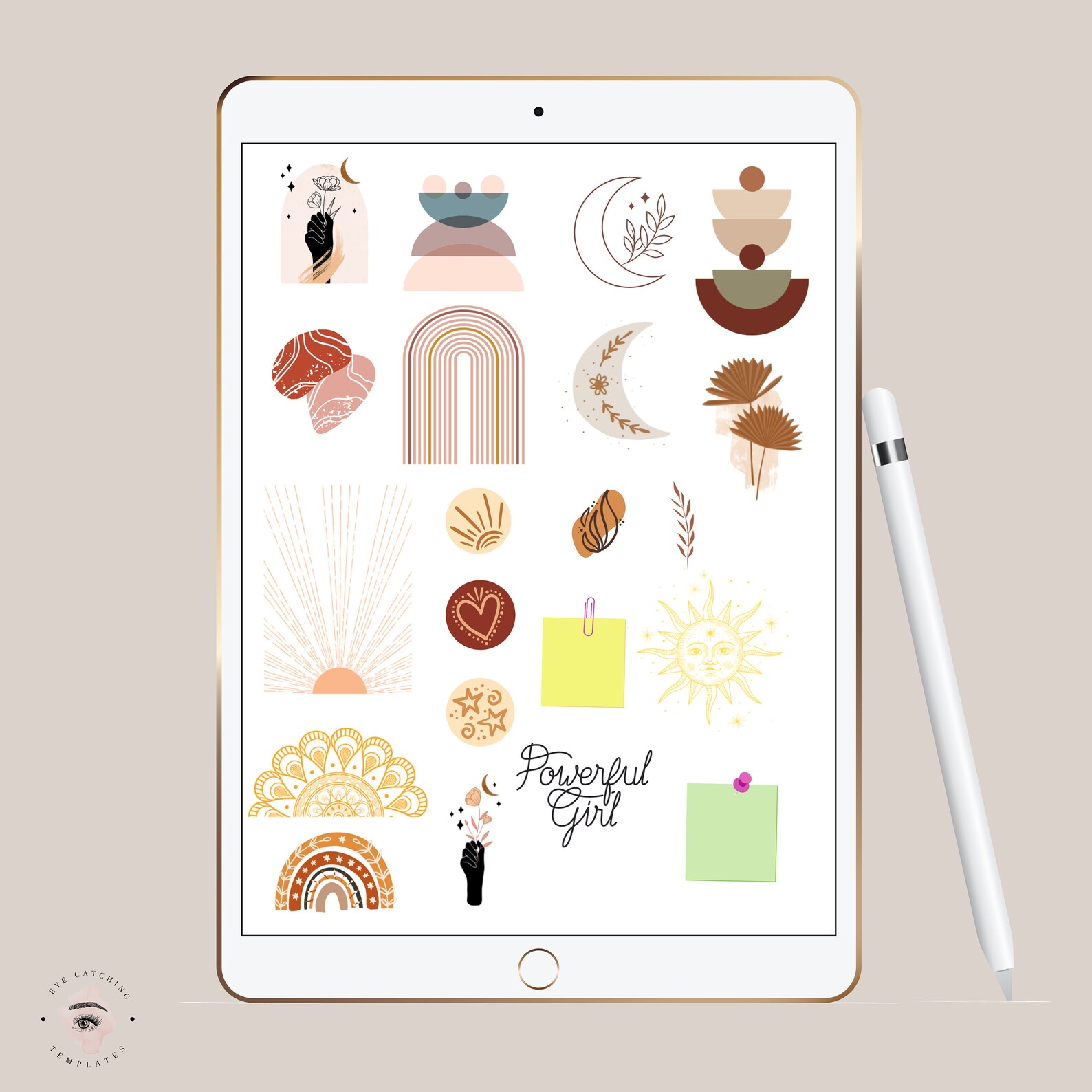 80 pegatinas de Goodnotes / Pegatinas de Goodnotes boho / Etsy