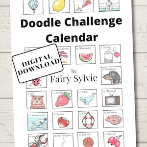 Doodle Challenge Calendar Drawing Book for Adults & Teens • Daily Drawing Challenge • 365 Drawing Prompts • Printable Digital Download