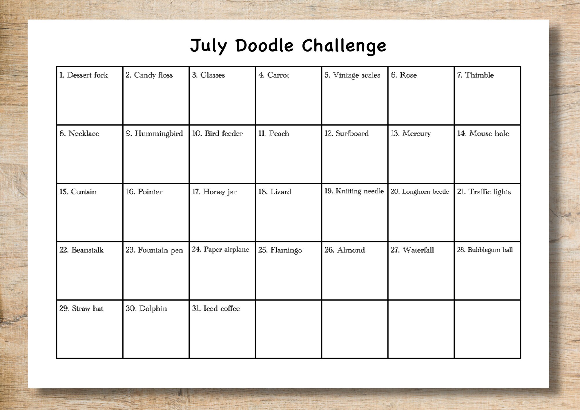 Doodle Challenge Calendar Drawing Book for Adults & Teens Daily Drawing  Challenge 365 Drawing Prompts Printable Digital Download - Etsy