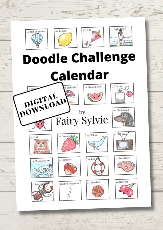 Doodle Challenge Calendar Drawing Book for Adults & Teens Daily Drawing  Challenge 365 Drawing Prompts Printable Digital Download 