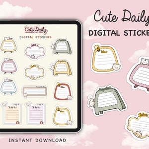 Cute Digital Stickers | Everyday Digital Planner Stickers | Pre-cropped Goodnotes Stickers | Transparent PNG Stickers | Instant Download