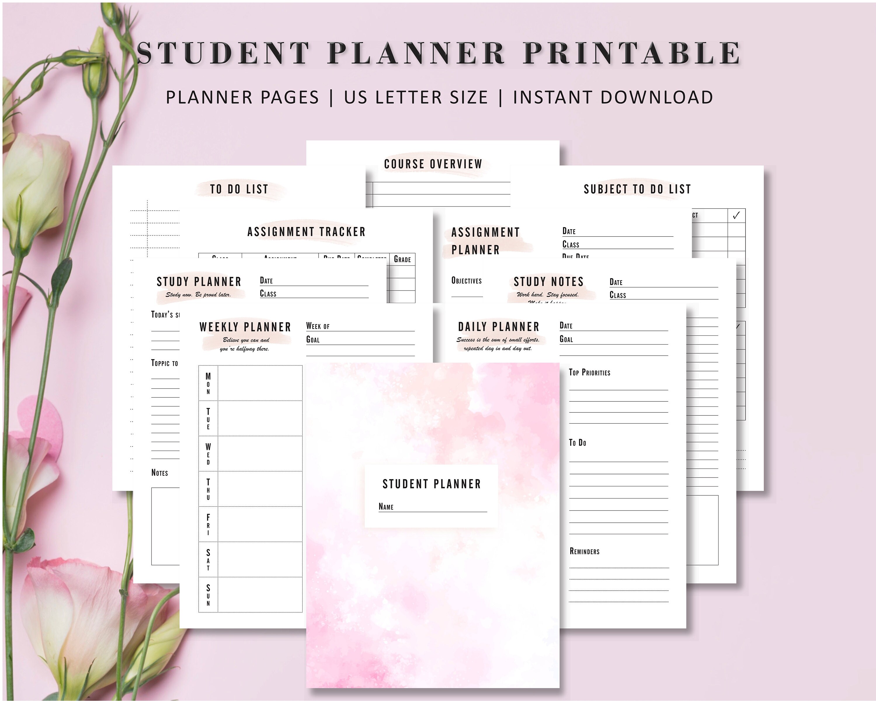 Student Planner Printable Templates Academic Planner Study Etsy Student Planner Printable Templates Academic Planner Study Etsy