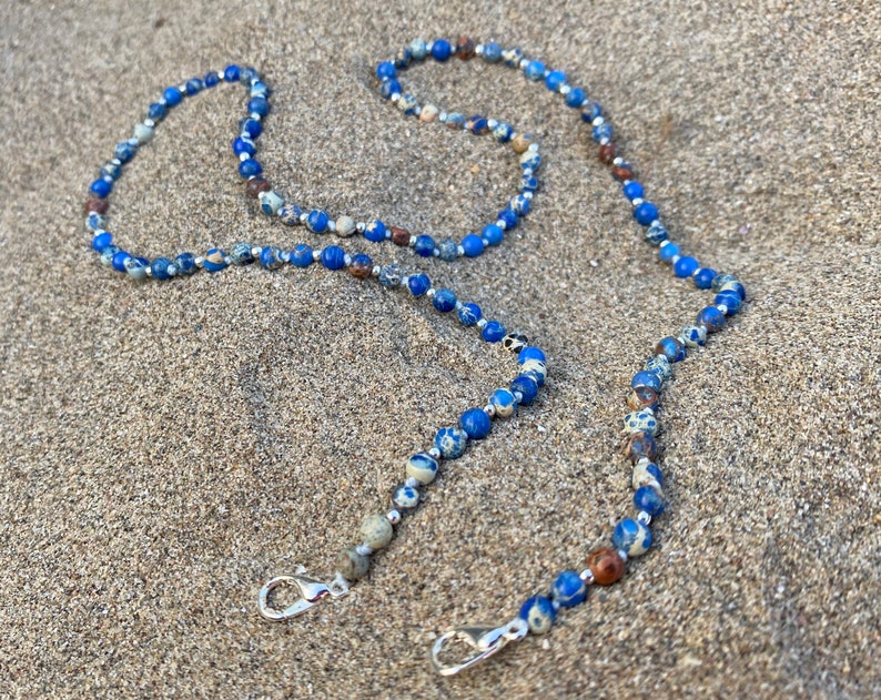 Beaded Glasses Chain Face mask lanyard Handmade Face mask necklace with clips Beaded holder Jasper stone mask holder Beaded mask chain