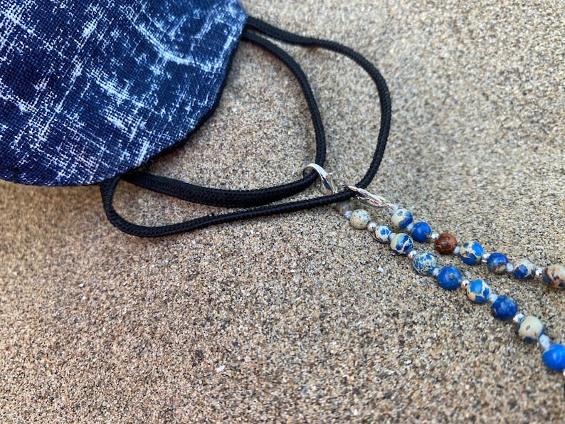 Beaded Glasses Chain Face mask lanyard Handmade Face mask necklace with clips Beaded holder Jasper stone mask holder Beaded mask chain