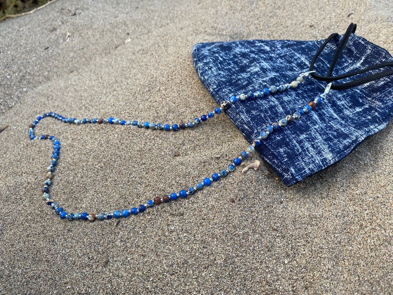 Beaded Glasses Chain Face mask lanyard Handmade Face mask necklace with clips Beaded holder Jasper stone mask holder Beaded mask chain