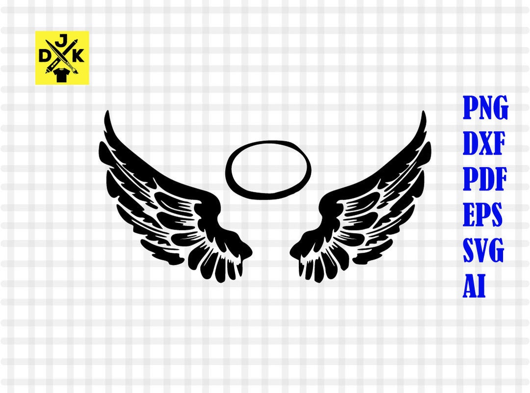 Angel Wings and Halo SVG, Svg File for Cricut, Silhouette, Clip Art Cut