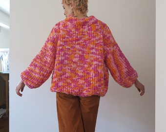 Colourful handmade jumper - Warm, Fluffy, Sustainably made.