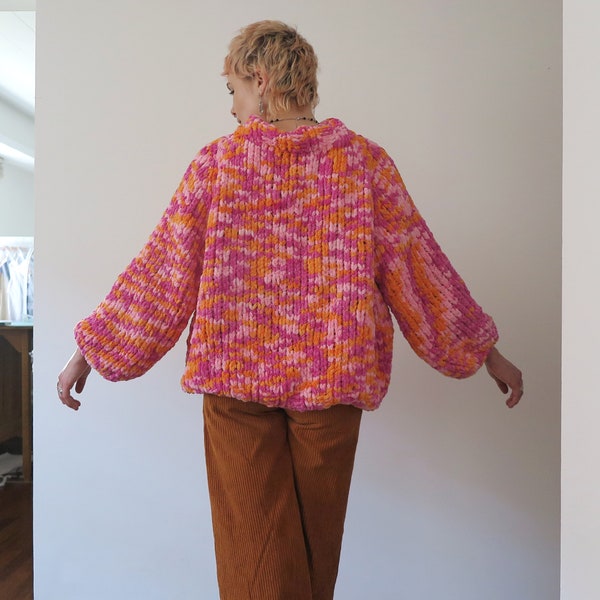Colourful handmade jumper - Warm, Fluffy, Sustainably made.