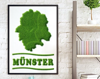 Poster Green Minster | City poster | Münster Westfalen | Nature Lawn Grass Writing | green Münsterliebe | Gift Business, Family, Office