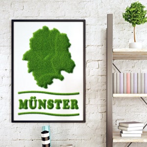 Poster Green Minster City poster Münster Westfalen Nature Lawn Grass Writing green Münsterliebe Gift Business, Family, Office image 1