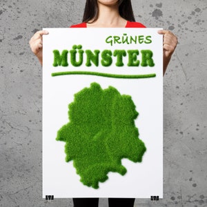 Poster Green Minster City poster Münster Westfalen Nature Lawn Grass Writing green Münsterliebe Gift Business, Family, Office image 8