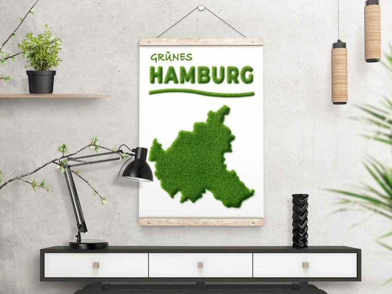 Poster Green City Green your city Nature Lawn Grass Writing green love of cities Gift Business, Family, Office, Hamburg Leipzig image 1