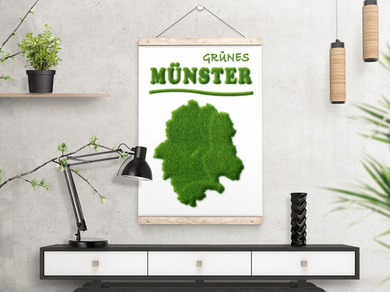 Poster Green Minster City poster Münster Westfalen Nature Lawn Grass Writing green Münsterliebe Gift Business, Family, Office image 4